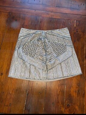 Club Monaco Silver Beaded Geometric Mini Skirt